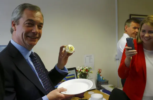 Nigel Farage with a cupcake