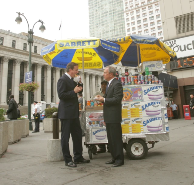 David Cameron (left) with Michael Bloomberg in New York