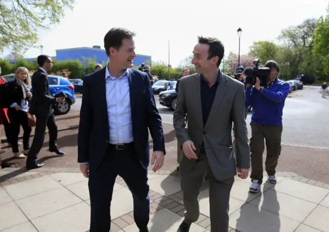 Liberal Democrat leader Nick Clegg arrives at Chorlton-cum-Hardy Golf Club in Chorlton, Manchester