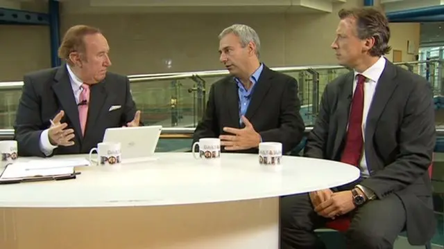 Andrew Neil with Kevin Maguire and Tom Newton Dunn