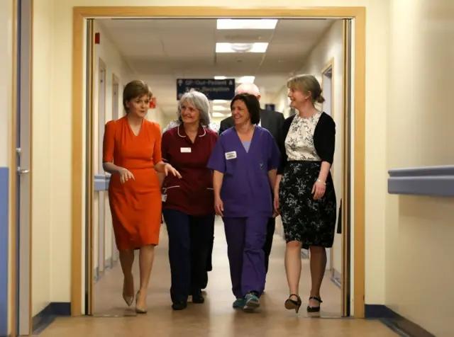 Nicola Sturgeon visiting a hospital