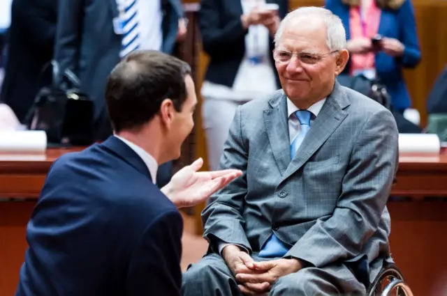 George Osborne talks to Germany's Finance Minister Wolfgang Schaeuble