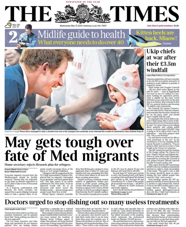 The Times front page