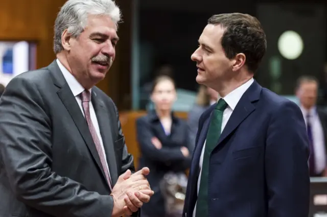 Austria"s Finance Minister Hans-Joerg Schelling and George Osborne