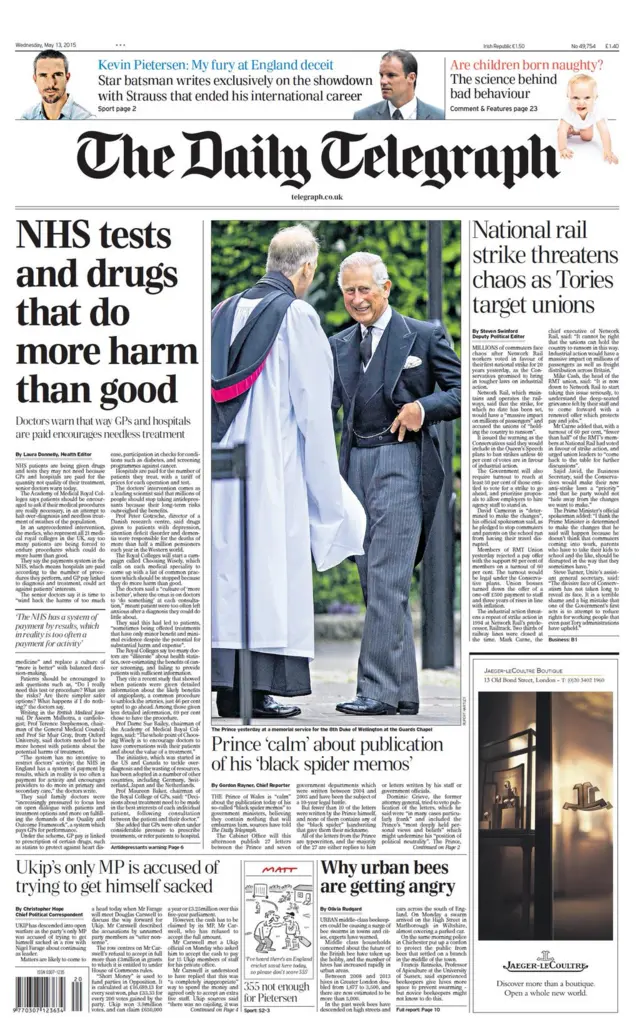 Daily Telegraph front page