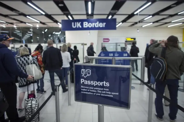 UK passport control at Gatwick airport