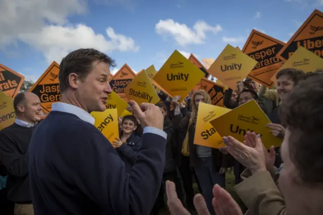 Nick Clegg and Lib Dem supporters