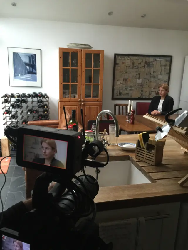 Lionel Shriver filming for This Week