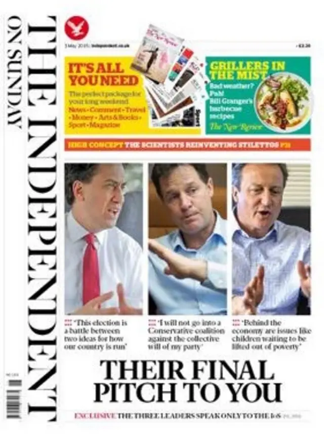 Independent on Sunday front page