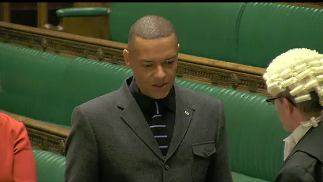 Clive Lewis swears in with his collar down