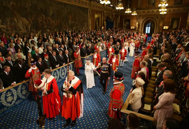 The Queen arriving for the State Opening of Parliament in June 2014