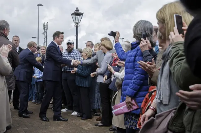 David Cameron meets people in Nuneaton