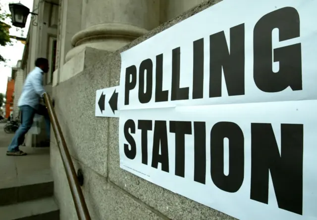 Polling station sign