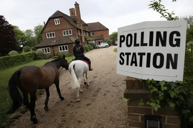 Horses going to the polling station