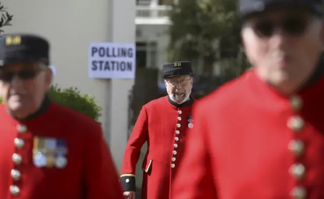 Chelsea Pensioners at polling station