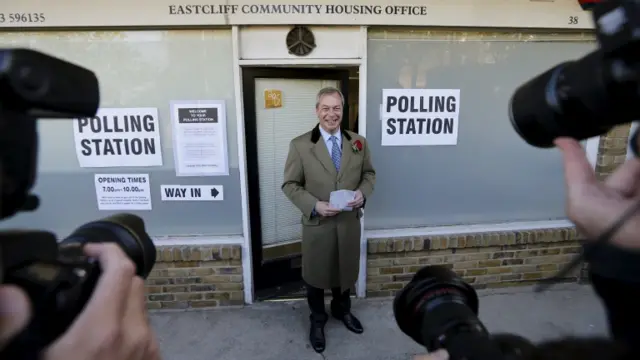 Nigel Farage casts his vote