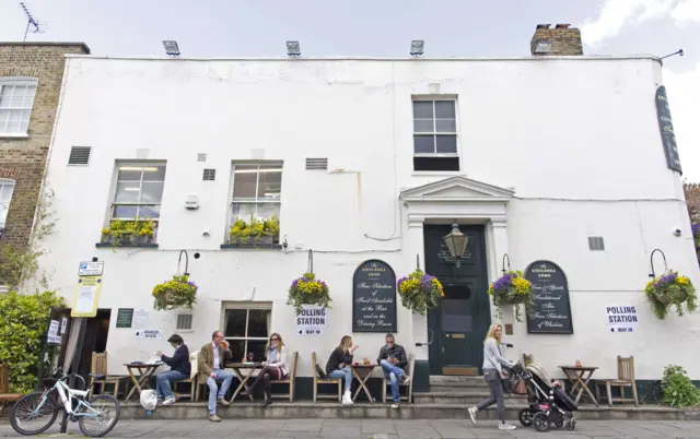 A polling station in a pub