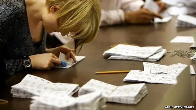 A woman counts votes