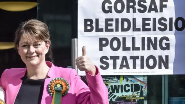 Leanne Wood at the polling station