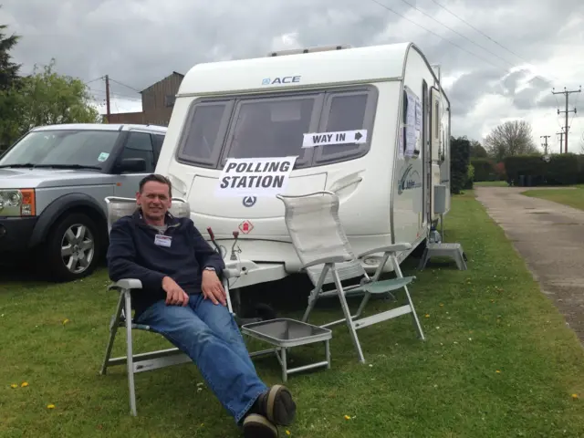 Polling station in a caravan