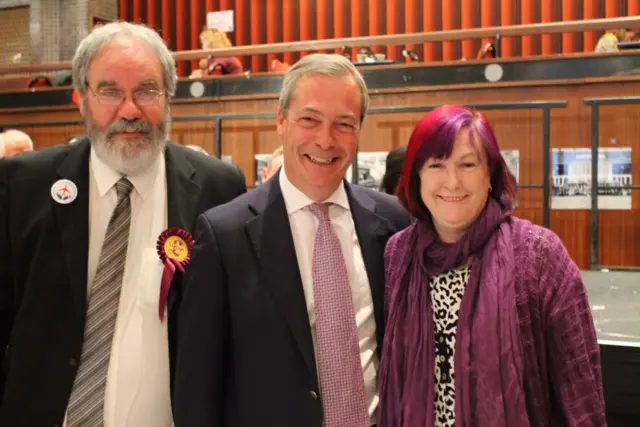 Nigel Farage, centre, with UKIP candidates