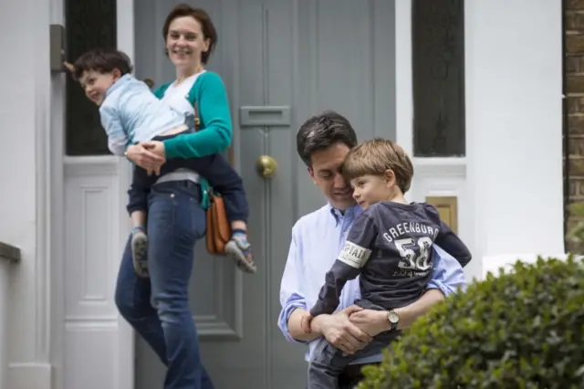 Ed Miliband, his wife Justine and children Daniel and Samuel