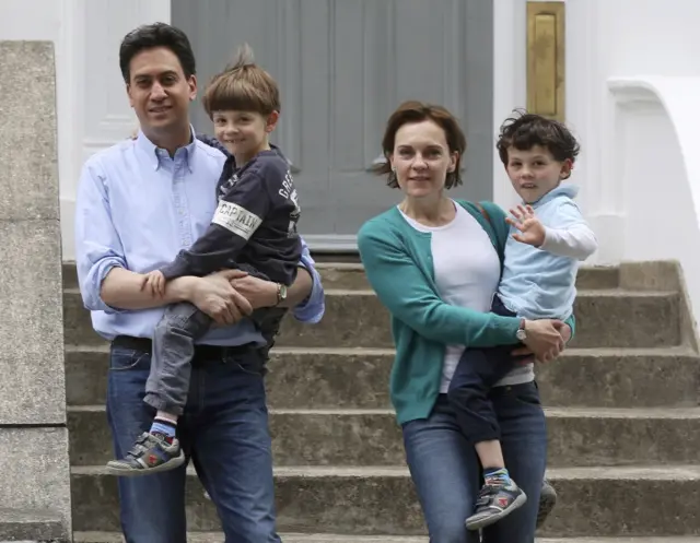 Ed Miliband, his wife Justine and children Daniel and Samuel