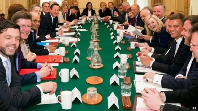 The first meeting of David Cameron's Conservative cabinet after the election