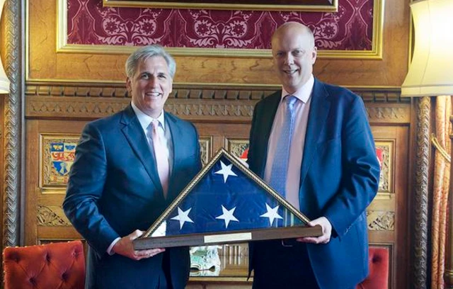 Commons Leader Chris Grayling (right) and US House of Representatives Majority Leader Kevin McCarthy