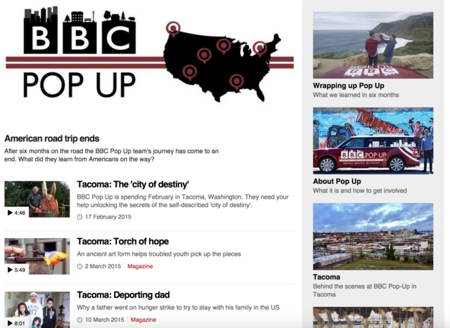 Screenshot of old BBC Pop Up website