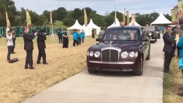 The Queen arriving at Runnymede