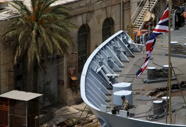 HMS Bulwark in dock in the Maltese capital Valetta