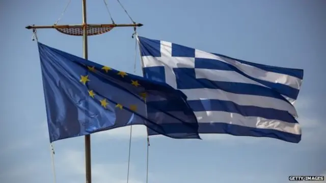 EU and Greek Flags