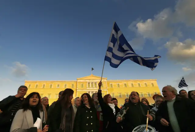 Greek flag waving