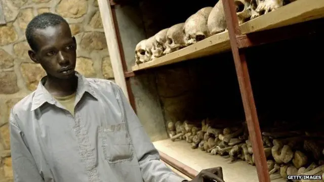 Skulls of those killed in the Rwandan genocide