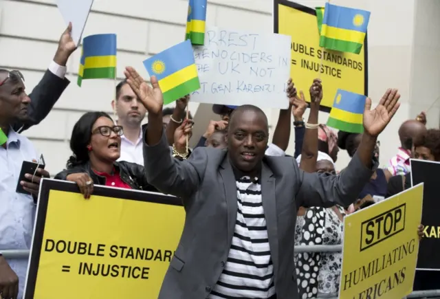 supporters of gen karake outside the London court