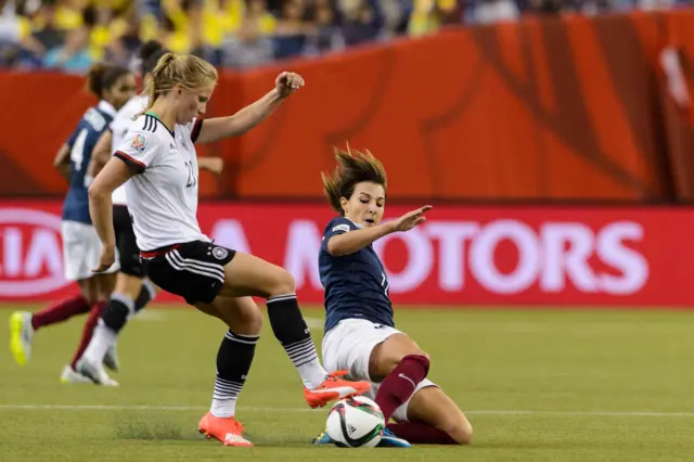 Claire Lavogez of France challenges Tabea Kemme