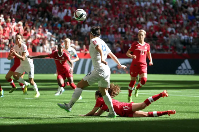 Lucy Bronze heads England's second goal