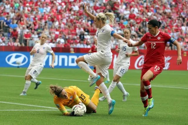 Siobhan Chamberlain claims the ball