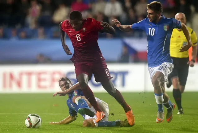 William Carvalho in action for Portugal against Italy