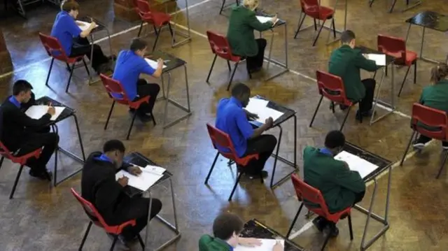 School pupils sitting an exam