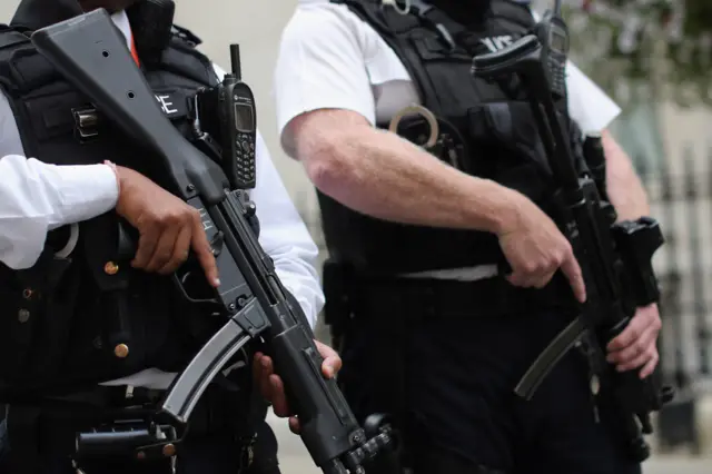 Armed police in Downing Street