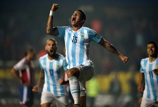 Marcos Rojo celebrates