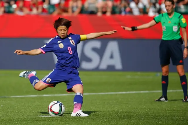 Aya Miyama takes a penalty