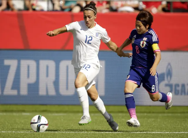 Lucy Bronze runs with possession