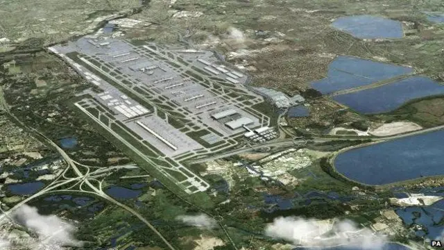 Undated handout image issued by Heathrow Airport of an artists impression showing how Heathrow Airport could look with a third runway