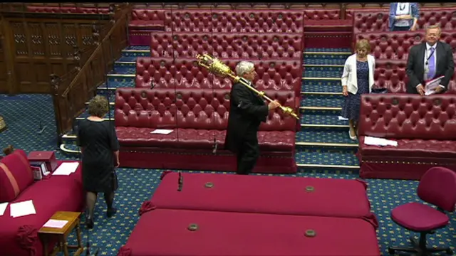 The mace is removed from the Lords chamber