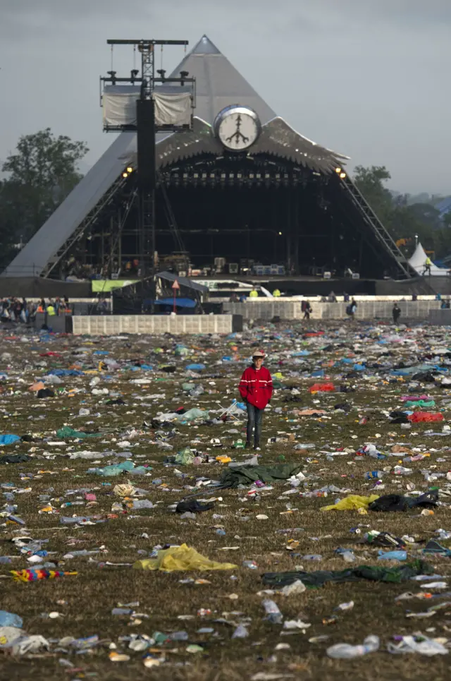 Litter at Glastonbury