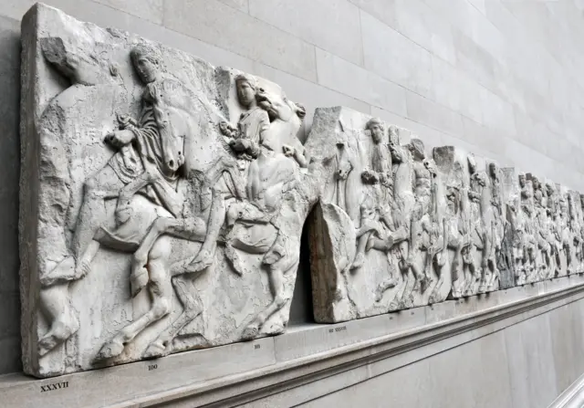 West frieze of the Parthenon sculptures or Elgin Marbles at the British Museum