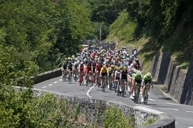 The riders on stage 11 at the Tour de France